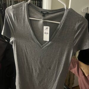 Express Women's Charcoal V-Neck Tee